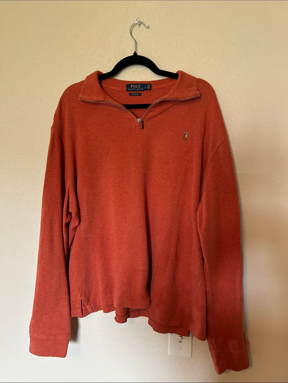 Polo Ralph Lauren Estate Rib Quarter Zip Pullover Sweater Orange Men’s Large
